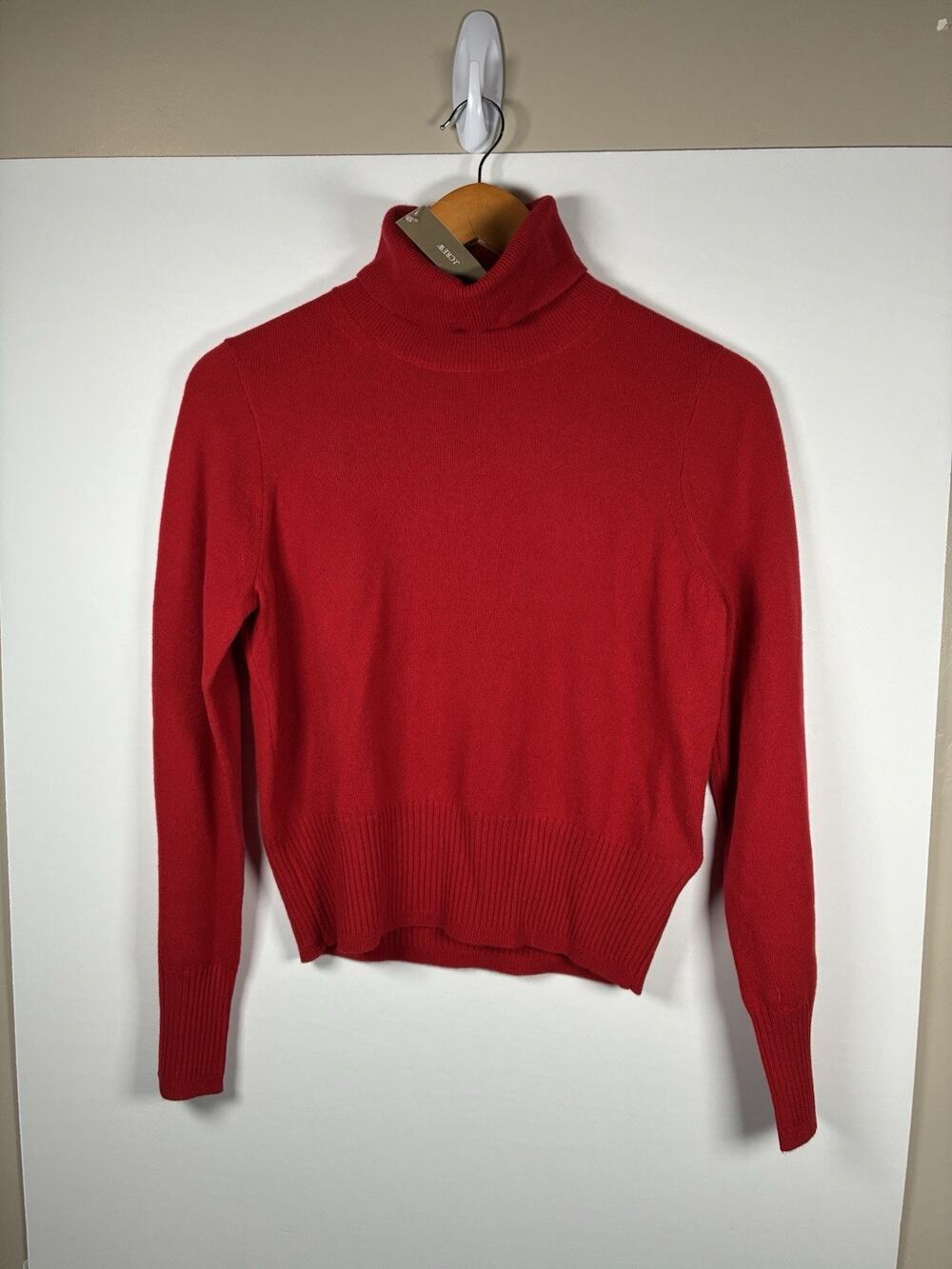 J.Crew S 100% Cashmere Turtleneck Sweater NWT Red Roll Neck BM264 Quiet Luxury